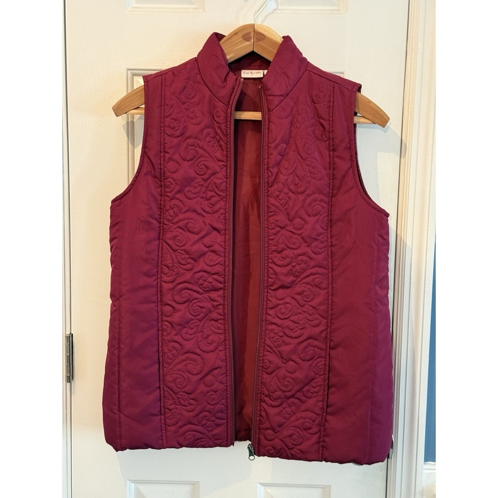 Kim Rogers Red Burgundy Zippered Vest Size Medium Fall Winter Classic